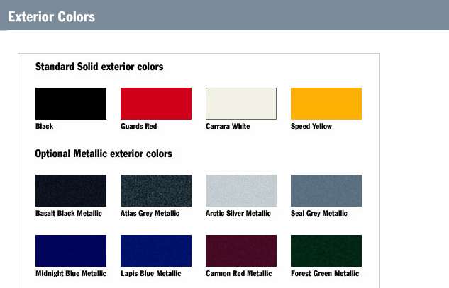 Aston Martin Color Chart
