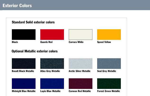 Exterior Color Chart