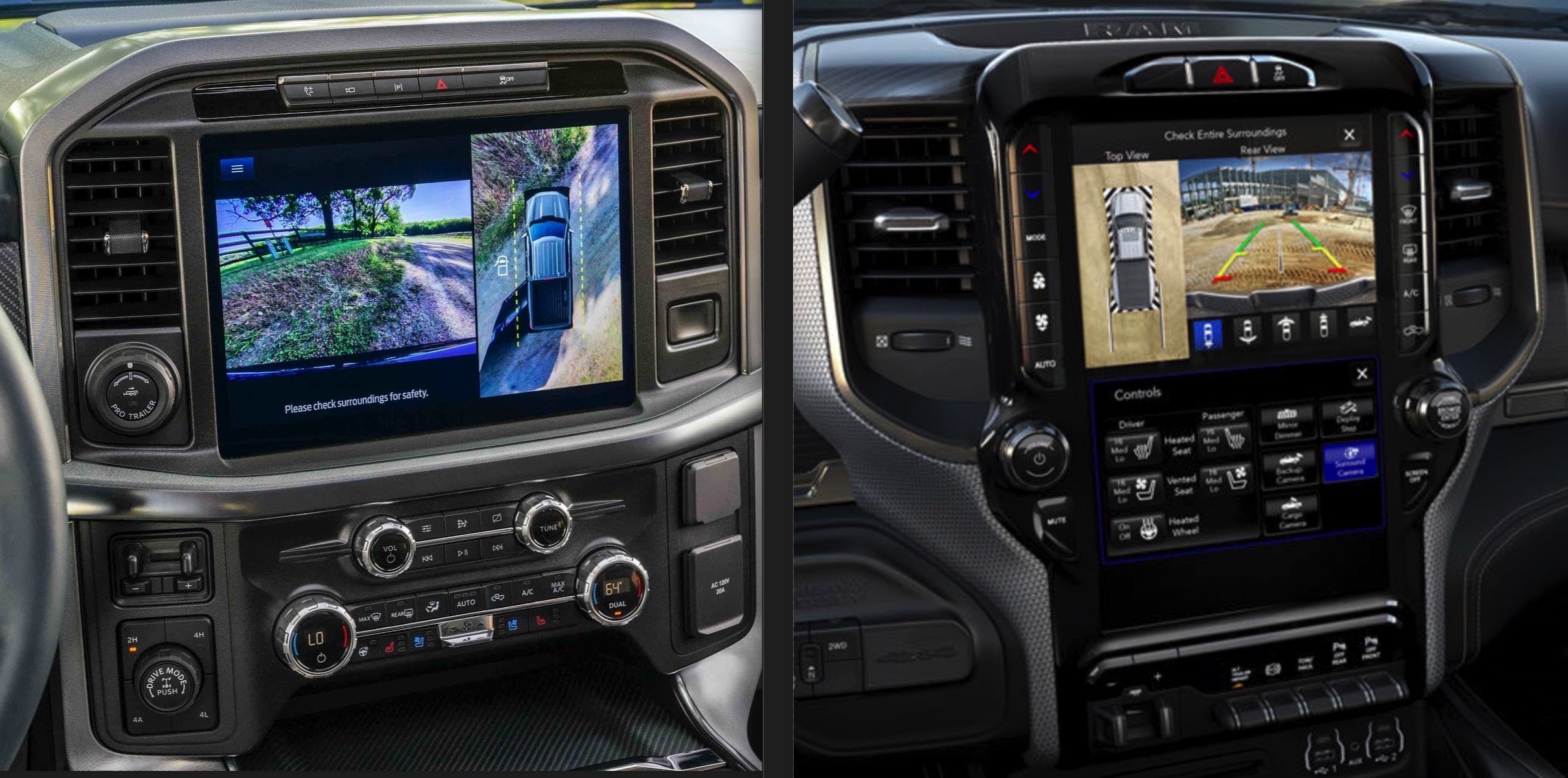 Screen Tests Who Does It Better 2020 Ram Or 2021 F 150