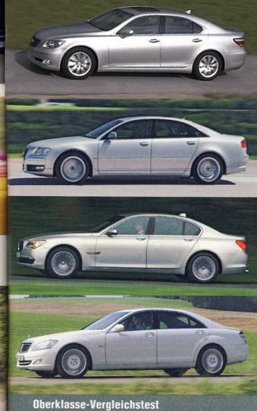 Autobild BMW 750i vs Audi A8 42 Quattro vs Mercedes S500 vs Lexus LS460