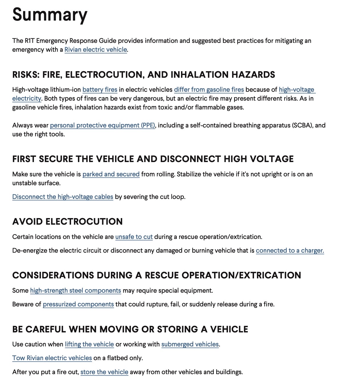 HV/EV Lifting Guidelines