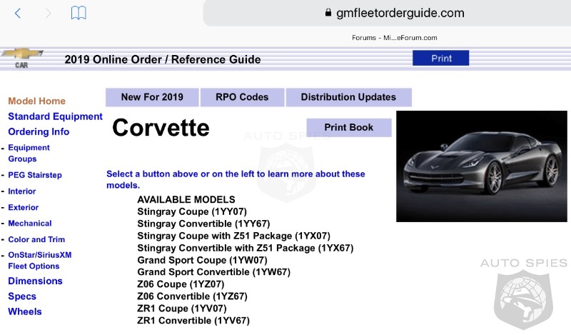 2020 Mid-Engine Corvette Model Codes Surface